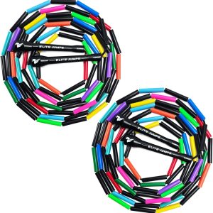 Elite Jumps Double Dutch Jump Rope 14ft, 2 Pack | 2″ Beaded Double Dutch Jump Rope for Adults & Kids | Made with Unbreakable Handles and Shatterproof Beads