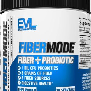Evlution Nutrition FiberMode – Fiber + Probiotic Powder – Digestive Health & Immune Support – 1bil CFU Probiotics + 5g Fiber – Gluten Free & Vegan – Unflavored – Dietary Supplement – 30 Servings