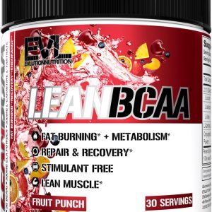 Evlution Stimulant Free Lean BCAA Powder Nutrition BCAAs Amino Acids Powder with CLA Carnitine and 2:1:1 Branched Chain Amino Acids Supports Muscle Recovery Fat Burn and Metabolism – Fruit Punch