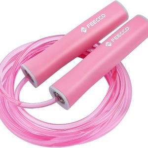 FEECCO Jump Rope for Kids, Pink and Blue Colored Jump Ropes for Girls and Boys 3~12 Years Old, with Adjustable Length Rope and Skin Friendly Silicone Handles