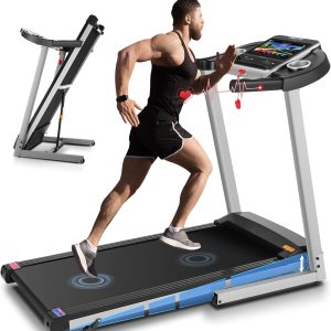 FUNMILY Foldable Treadmills for Home with Incline, Heavy Duty Treadmill with TV Screen and WiFi, 3.25HP Smart Electric Walking Pad Running Machine with 10” Touchscreen and 3D Virtual Sports Scenes
