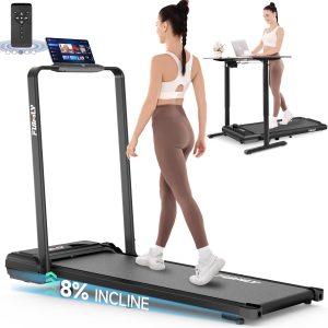 FUNMILY Walking Pad Treadmill with Incline, Foldable Treadmill for Home Office, Portable Walking Pad Treadmill, 300 Lb Capacity, Remote Control, Led Touch Screen, 2s Folding Treadmill