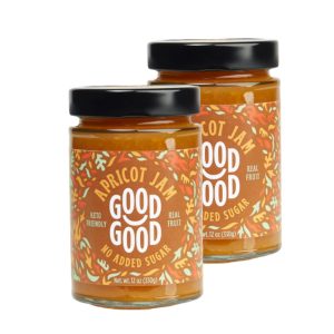 GOOD GOOD No Added Sugar Apricot Jam – Keto Friendly Jelly – Low Carb, Low-Calorie and Vegan – Diabetic Friendly – 12oz / 330g (Pack of 2)
