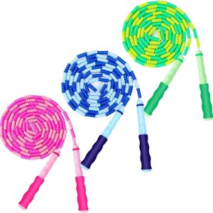 GRAWUN Jump Rope For Kids, Soft Beaded Jump Rope, Adjustable Length Tangle-Free Segmented Soft Beaded Skipping Rope，for Women, Men and Kids Keeping Fit, Workout and Weight Loss