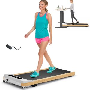 GYMAX Walking Pad, Under Desk Treadmill with LED Monitor, Remote Control, 15 Preset Programs & 7-Layer Belt, Portable 2 in 1 Compact Treadmill Jogging Running Machine for Home Office Small Space