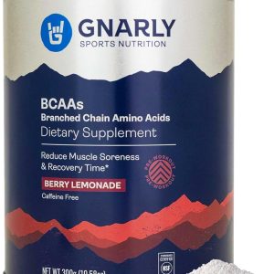Gnarly Nutrition BCAA Powder, Berry Lemonade – Pre-Workout BCAAS Amino Acids – NSF Contents Certified – Supplement to Support and Rebuild Muscle – Berry Lemonade Caffeine Free, 10.58 oz