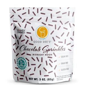 Good Dees Low Carb Chocolate Sprinkles, No Sugar Added Midnight Moon Keto Sprinkles with All Natural Coloring, Diabetic, Dye-Free, Dairy-Free & Gluten Free | (1g Net Carbs Per Serving)