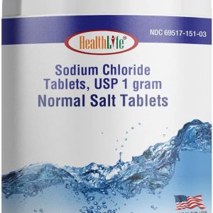 Health Life Sodium Chloride Tablets 1 gm, USP | 300 Count | Normal Salt Tablets | Sodium Mineral Supplement (15.4gr.) | Electrolytes Replenisher Hydration Drink