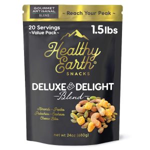 Healthy Earth Deluxe Delight Mixed Nut Trail Mix With Cheese Crisps – Real Cheese Bites, Pepitas, Almonds, Pistachios, Cashews – Gourmet Snacks, Sugar Free, No Peanuts, High Protein Snack