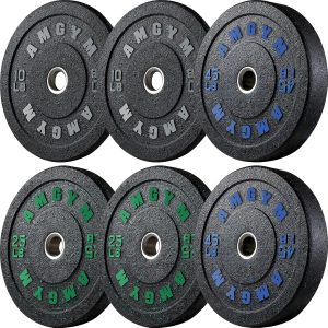 High Bounce Bumper Plates Set, 2 Inch Weight Plates for Strength Training, 10-500lbs Floor-Protective Barbell Weights for Home Gym & Weight Lifting