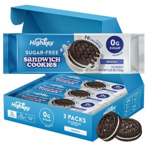 HighKey Sugar Free Sandwich Cookies – Low Calorie, Keto-Friendly Snack With Zero Sugar and Gluten Free – 30 Count