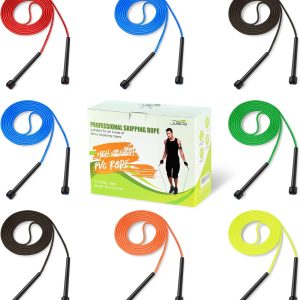 JUSDO 8 Pack Adjustable PVC Jump Rope for Cardio Fitness – Versatile Jump Rope for Both Kids and Adults Women Men Christmas Gift – Great for Exercise,9 Feet
