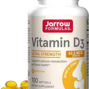 Jarrow Formulas Vitamin D3 62.5 mcg (2,500 IU) – 100 Servings (Softgels) – Bone Health, Immune Support & Calcium Metabolism Support – Vitamin D Supplement – D3 Vitamins – 2500 Vitamin D – Gluten Free