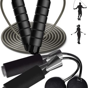 Jump Rope & ropeless jump rope, Exercise Jumprope for Men Women and Kids Workout,Rapid Speed Jumping Rope for Cardio and Endurance Training,for Home Aerobic Exercise Equipment – 2 Pack