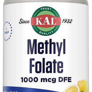 KAL Methyl Folate 1000 mcg, 5-MTHF Active Form, Folic Acid Supplement, Heart Health, Prenatal, Mood and Brain Support, Vegetarian, Natural Lemon ActivMelt, 60-Day Guarantee, 60 Serv, 60 Micro Tablets