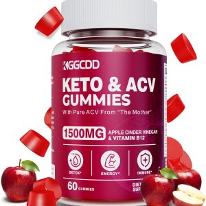 Keto ACV Gummies Advanced Weight – L0ss-,- Keto Gummy Supplement for Women and Men, with 1500MG Apple Cider Vinegar & Vitamin B12, Vegan & Non-GMO, Detox & Cleanse, Low-Carb, 60 Count