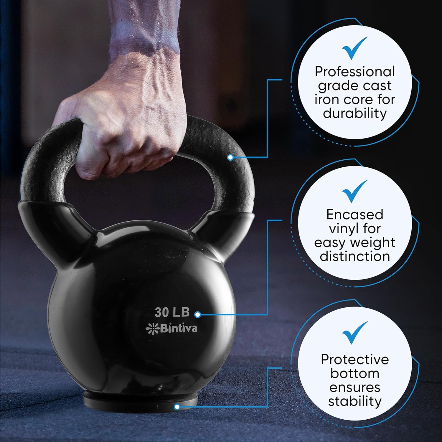 Kettlebell Sets Professional Grade - Strength Training Kettlebells for Home Workout - Cast Iron Kettle Bell Weight Sets for Men & Women with Special Protective Bottom - Image 2