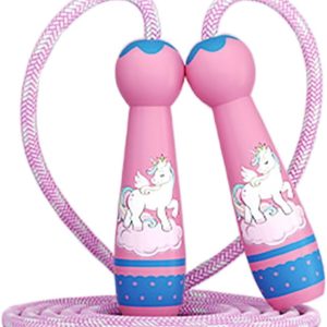 Kids Jump Rope Skipping Rope for Kids -Adjustable Cotton Jumping Ropes with Wooden Handle,Light Weight for Fitness Workout Exercise Outdoor Activity