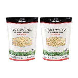 LIVIVA Organic Shirataki Konjac Rice Shaped Noodle 2 Pk (36.67 oz) – Diabetic-Friendly Low Carb, Low Calorie Pasta Noodles Ready to Serve – No Odor, Certified Non-GMO, Gluten Free, Vegan, Plant-Based, Keto, Kosher, Halal
