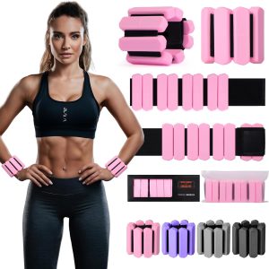 Littadeer Pilates Ankle Weights for Women/Men,Adjustable Wrist Weights for Home Gym Workout, Running, Pool Exercises Yoga,Barre,Strength Training. Set of 2 (1LB Each)