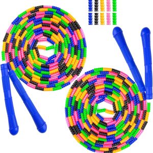 Long Jump Rope, Double Dutch Jump Rope 16 Ft 2 Pack, Jump Rope for Kids Adults, Beaded Segmented Skipping Rope