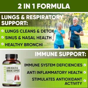 Lung Health & Immune Support Supplement – Lung Cleanse and Detox With Immunity Vitamins For Better Lungs, Immune Defense, Clear Lungs & Deep Breathing Including Quercetin & Cordyceps.Two Months Supply