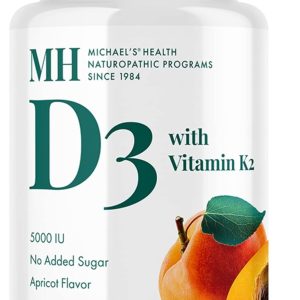MICHAEL’S Health Naturopathic Programs Vitamin D3 with K2 – 90 Chewable Tablets – Apricot Flavor – Skeletal & Immune System Support – No Added Sugar – Vegetarian & Kosher – 90 Servings