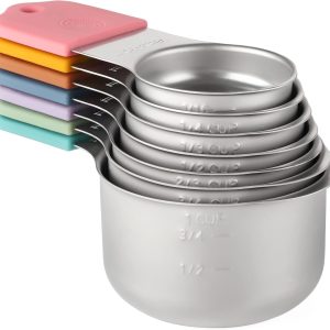 Magnetic Measuring Cups Set of 7 Stainless Steel Heavy Duty Measuring Cups for Dry & Liquid Ingredients (color)