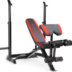 Marcy Olympic Weight Bench with Preacher Curl Pad and Leg Developer for Full-Body Workout
