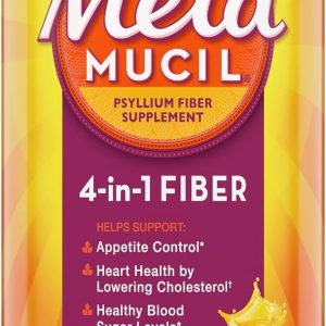 Metamucil Fiber, 4-in-1 Psyllium Fiber Supplement Powder with Real Sugar, Orange Smooth Flavored Drink, 72 Servings (Packaging May Vary), Coarse Texture, 1.9 Pound (Pack of 1)