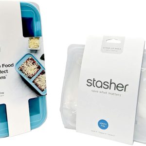 MightyNest 2 Piece Freezing Set | Souper Cubes 2 Cup Freezer Tray | Stasher Mega Silicone Bag | Reusable | Meal Prep | Portion Control | Dishwasher Safe | Oven Safe | Prevents Food Waste | Giftable