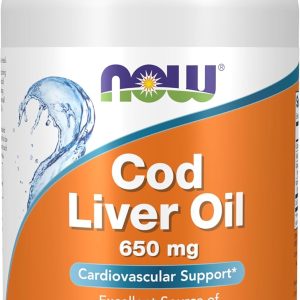 NOW Foods Supplements, Cod Liver Oil 650 mg, Excellent Source of Vitamins A and D-3, 250 Softgels