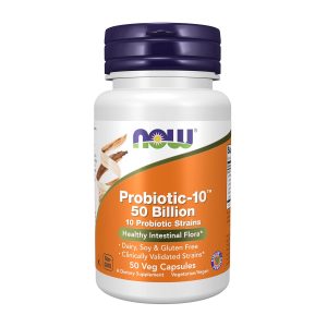 NOW Foods Supplements, Probiotic-10™, 50 Billion, with 10 Probiotic Strains, Strain Verified, 50 Veg Capsules