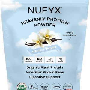 NUFYX® • Heavenly Protein® Powder • World’s Finest 100% Organic American Grown Peas • Vegan • Gluten Free • Low Carb (Creamy Vanilla, 20 Scoops)