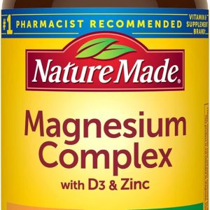 Nature Made Magnesium Complex with Vitamin D and Zinc Supplements, Magnesium Supplement for Muscle, Nerve, Heart & Bone Support with Vitamin D3 & Zinc for Immune Support, 60 Capsules, 30 Day Supply