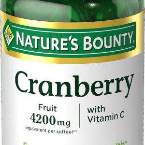 Nature’s Bounty Cranberry, Herbal Health Supplement with Vitamin C, Supports Urinary Health, 4200mg, 120 Softgels