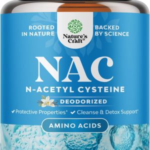 Natures Craft NAC Supplement N-Acetyl Cysteine 600mg- High Absorption NAC 600 mg Capsules Glutathione Precursor for Liver Cleanse Detox Kidney Support Lung Health Immunity and Brain Supplement