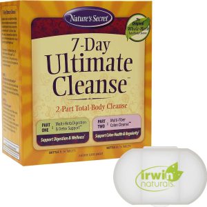 Nature’s Secret 7 Day Ultimate Cleanse – 2 Part Total Body Cleanse Promotes Healthy Digestion & Elimination with Multi-Herb Detox Blend & Multi-Fiber Colon Cleanse, 72 Tablets, with a Pill Case