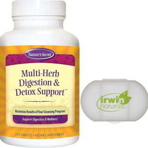 Nature’s Secret Multi Herb Digestion & Detox Support – Promotes Healthy Digestive Function, Rejuvenation & Powerful Cleansing, 275 Tablets, with a Pill Case