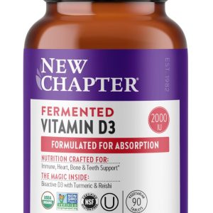 New Chapter Fermented Vitamin D3 2,000 IU, Organic, ONE Daily for Immune, Heart & Bone Support + Whole-Food Turmeric, Adaptogenic Reishi Mushroom, 100% Vegetarian, Gluten Free, 90 Count