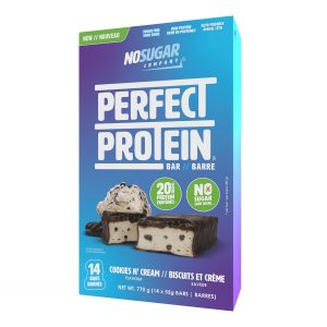 No Sugar Perfect Protein Bar – Cookies & Cream Flavor | 20g High Protein, Zero Sugar, Diabetic-Friendly, High Fiber, Keto-Friendly, Low Calorie, Nutrient Rich Healthy Snack | 14 Bars (55g)