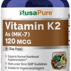 NusaPure Vitamin K2 MK7 120 mcg 200 Veggie Caps (Soy Free, Non-GMO, Vegan)