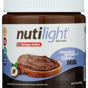 Nutilight No Sugar Added Hazelnut Spread with Cocoa and Milk, Keto and Diabetic Friendly, Non-GMO, Gluten-Free, and Soy-Free, 11 Oz (Pack of 1)