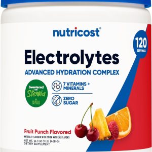 Nutricost Electrolyte Complex Powder (120 Servings, Fruit Punch) – Hydration Supplement Drink Mix with Vitamins and Minerals