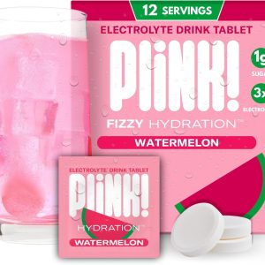 Plink! Fizzy Electrolyte Drink Tablets for Daily Hydration – 12ct Electrolyte Tablets + Sodium, Potassium, Magnesium, Low-Calorie, Low-Sugar Keto Electrolytes Powder Hydration Packets Water Flavoring