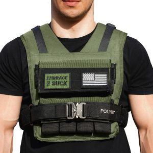 Polyfit (Warrior) Adjustable Weighted Vest – 25lb | 35lb | 45lb – Weight Vest with Adjustable Iron Weights for Men and Women – Workout Vest for Strength Training, Running, Walking, Rucking
