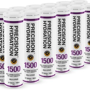 Precision Hydration Electrolyte Drink – Multi Strength Effervescent Hydration Tablets – Combats Cramp – Low Calorie, Gluten Free, Vegan/Vegetarian Friendly (12 Tubes, 1500mg/L – Purple Tube)