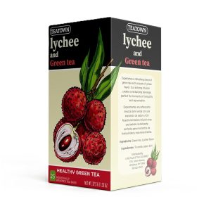 Premium Lychee Green Tea 25 Individually Wrapped Teabags – Single Origin Ceylon Antioxidant Rich Herbal Bags Full Bodied Aromatic Fruit Flavor Keto Diabetic Friendly Caffeinated