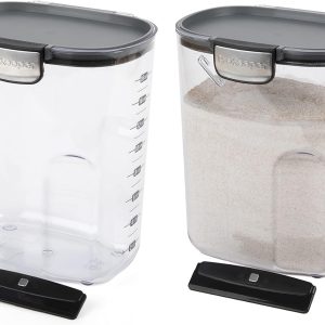 Progressive International ProKeeper+ Clear Plastic Airtight Food Baker’s Kitchen Storage Organization Container Canister Set with Magnetic Accessories, 2- Piece Set (Flour 4-Quart)