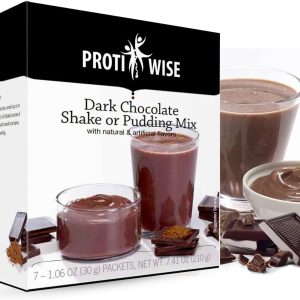 ProtiWise High Protein Shake & Pudding Mix | 15g Protein, Low Fat, Low Calorie, Low Sugar | Gluten Free KETO | Meal Replacement for Hunger Control | Dark Chocolate Flavor | 7/Box